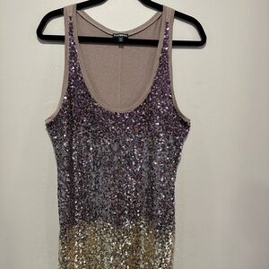 Express Women’s Sequin Ombre Tank in Purple and Gold